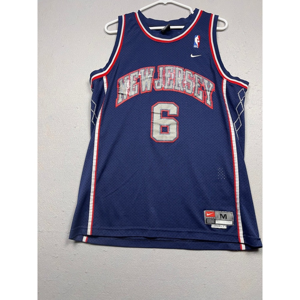 Vintage Nike New Jersey Nets Kenyon Martin 6 NBA Jersey Navy Blue Mens Medium